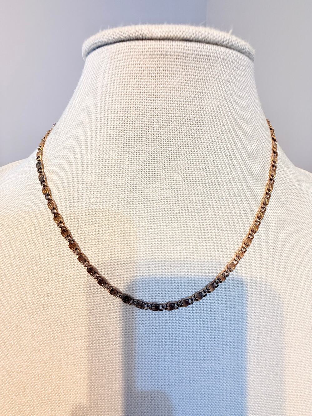 Vintage Gold Tone Byzantine Link Necklace 18”
